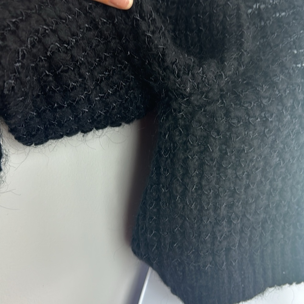 Zara Dolman Sleeve High Neck Chunky Knit Sweater SM Top Wool Acrylic Blend Black - Picture 11 of 16